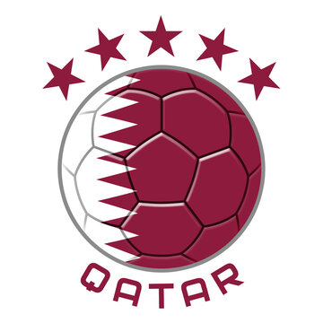 Qatar Soccer Ball.  Football Concept. National Team Flag. PNG illustration isolated on transparent background.