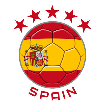 Spain Soccer Ball.  Football Concept. National Team Flag. PNG illustration isolated on transparent background.