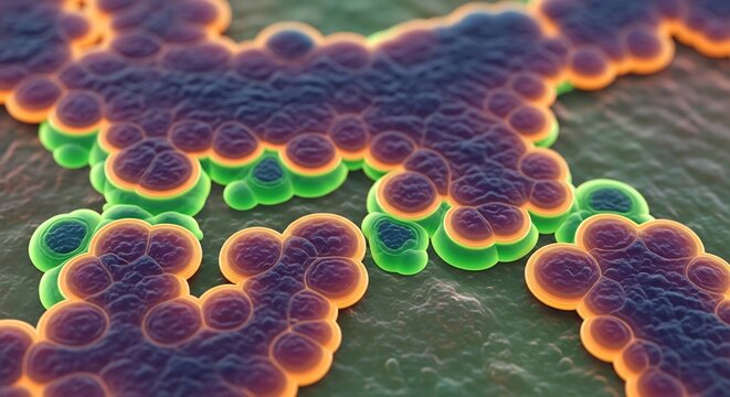 Microscopic View of Bacteria Colonies Under Electron Microscope.