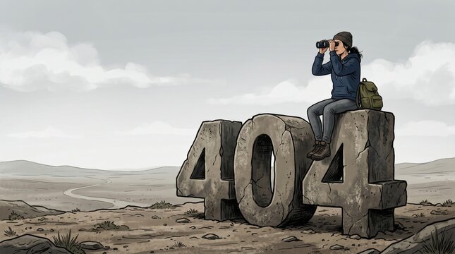 Creative 404 error page illustration representing a lost connection and modern web design concepts.
