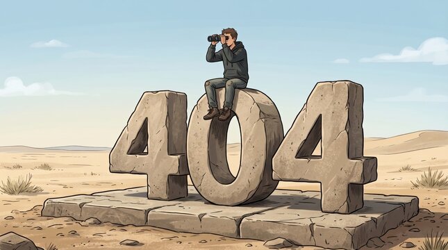 Creative 404 error page illustration representing a lost connection and modern web design concepts.
