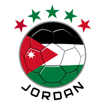 Jordan Soccer Ball.  Football Concept. National Team Flag. PNG illustration isolated on transparent background.