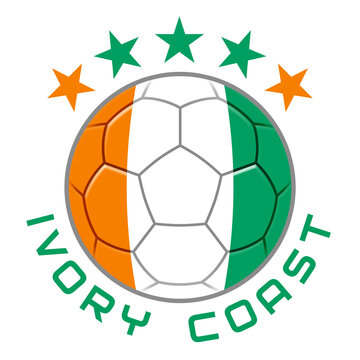 Ivory Coast Soccer Ball.  Football Concept. National Team Flag. PNG illustration isolated on transparent background.
