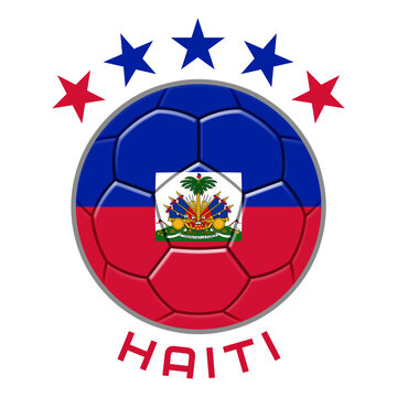 Haiti Soccer Ball.  Football Concept. National Team Flag. PNG illustration isolated on transparent background.