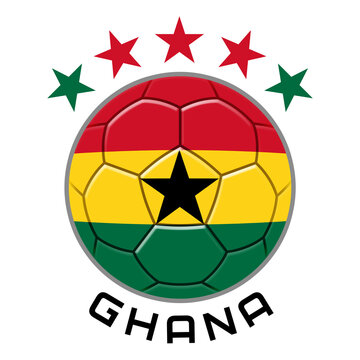 Ghana Soccer Ball.  Football Concept. National Team Flag. PNG illustration isolated on transparent background.
