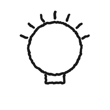 black sketched 2d lightbulb shape on transparent background