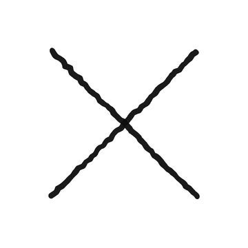 black sketched 2d cross shape on transparent background