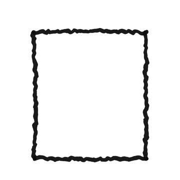 black sketched 2d frame shape on transparent background