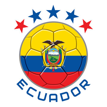 Ecuador Soccer Ball.  Football Concept. National Team Flag. PNG illustration isolated on transparent background.