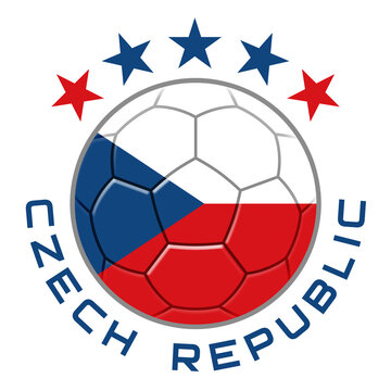 Czech Republic Soccer Ball.  Football Concept. National Team Flag. PNG illustration isolated on transparent background.