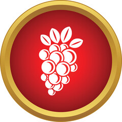 Naklejka premium Grape cluster on a red circle with gold border representing agriculture and wine