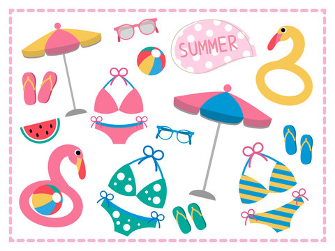 夏■ビーチ■夏素材のイラストセット