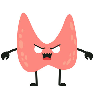 Cute Hyperthyroid Illustration for Endocrine Disorder, Overactive Hormone Condition, Metabolism Concept, Vector Isolated