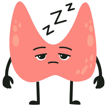 Cute Hypothyroid Illustration for Endocrine Disorder, Low Hormone Condition, Slow Metabolism Concept, Vector Isolated