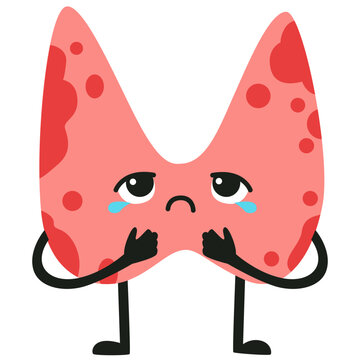 Cute Thyroiditis Illustration for Inflammation Condition, Thyroid Disorder Concept, Medical Education, Vector Isolated