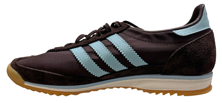 Adidas SL 72 OG sneaker in the "Aurora Coffee" and "Icey Blue" colorway. 