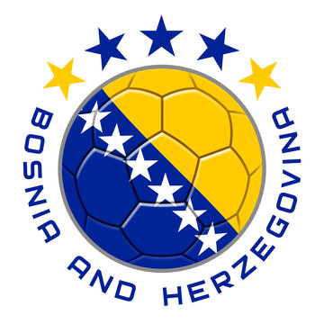Bosnia and Herzegovina Soccer Ball.  Football Concept. National Team Flag. PNG illustration isolated on transparent background.
