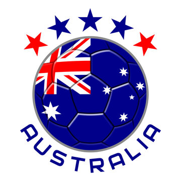 Australia Soccer Ball.  Football Concept. National Team Flag. PNG illustration isolated on transparent background.