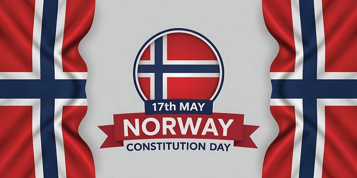 Norway constitution day 17th may celebration with flag design elements