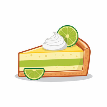 Slice of Key Lime Pie with Whipped Cream and Lime Slices
