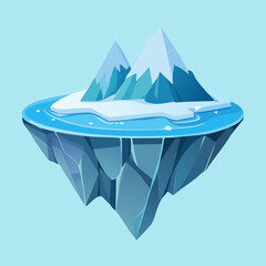 Winter floating island with snowy ground and icy blue mountains for arctic exploration games and frozen world environment design © color