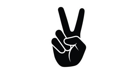 Fototapeta premium Peace Hand Gesture Silhouette Vector Victory Sign Illustration for Positive Symbol Communication Graphics Social Media Icons and Modern Design Projects