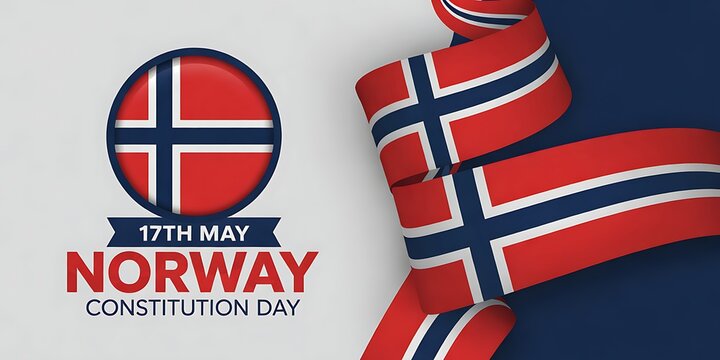 Norway constitution day celebration with flag elements on gray background