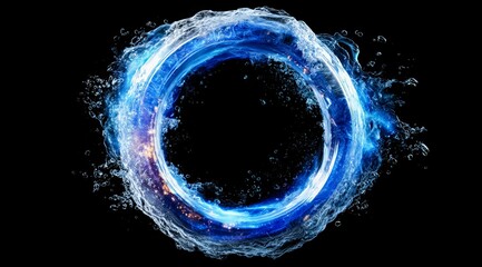 Naklejka premium Blue circle with water in it. The circle is surrounded by water and it looks like a wave