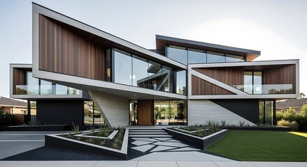 Fototapeta premium Modern house with unique architectural design.