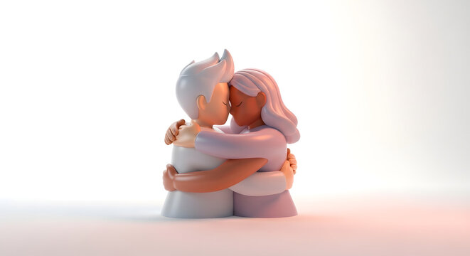 Capturing a Tender embrace, Two figures embrace in a moment of pure affection, a testament to the bonds of love and companionship.