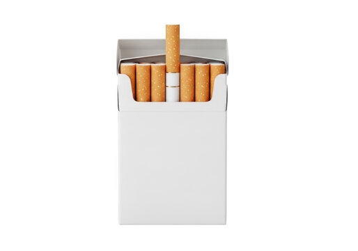 Pack of three unlit cigarettes in a metallic box isolated on transparent background