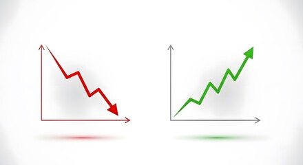 Obraz premium Minimalist Line Graph Showing Financial Progress and Economic Recession