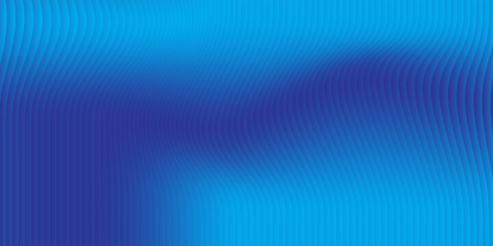 Dark blue gradient abstract background, shiny liquid with striped effect. Wavy striped glass refraction.