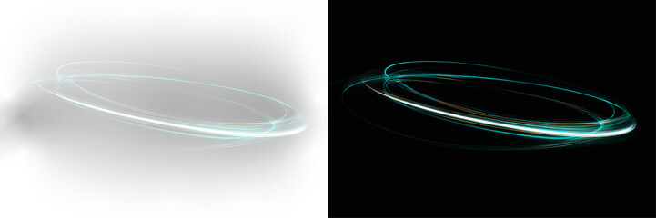 Circle, ring of neon green light forming a dynamic energy orbit with soft glow and motion blur effect for sci-fi portal visualization cosmic vortex or high-tech interface design © theladydarina