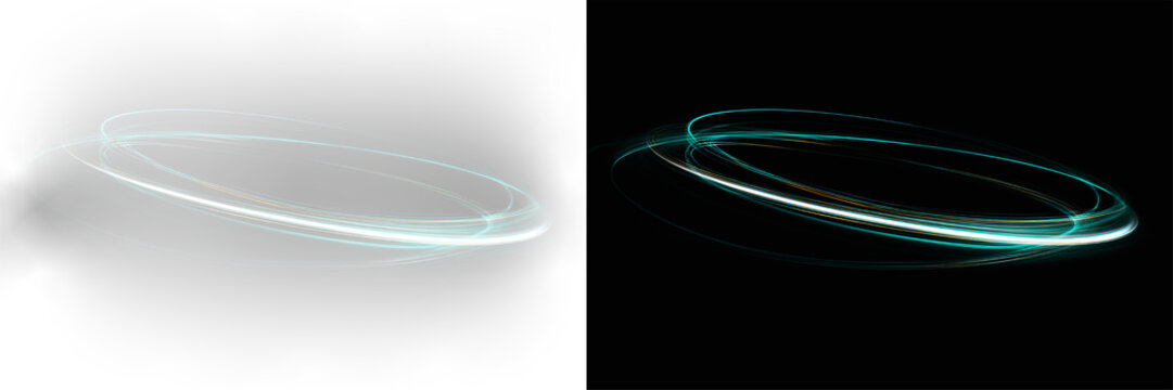 Circle, ring of neon green light forming a dynamic energy orbit with soft glow and motion blur effect for sci-fi portal visualization cosmic vortex or high-tech interface design