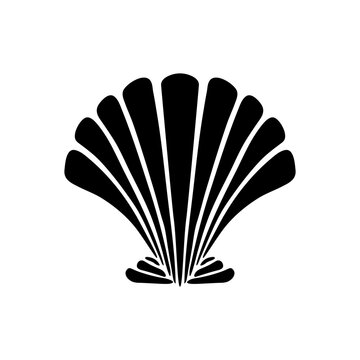 Scallop Shell Silhouette Black Minimal Vector Illustration
