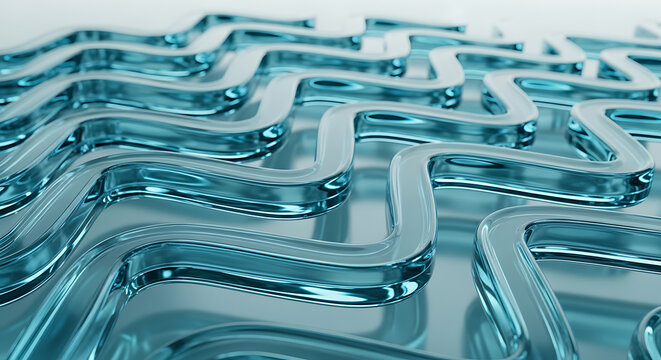 Abstract 3D rendering of a transparent blue maze representing complexity and problem-solving with a shallow depth of field