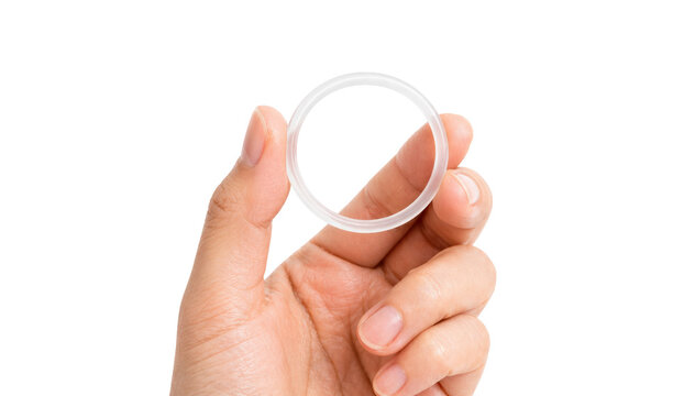 Woman Holding Vaginal Ring Contraceptive Birth Control Close Up Women Health Concept