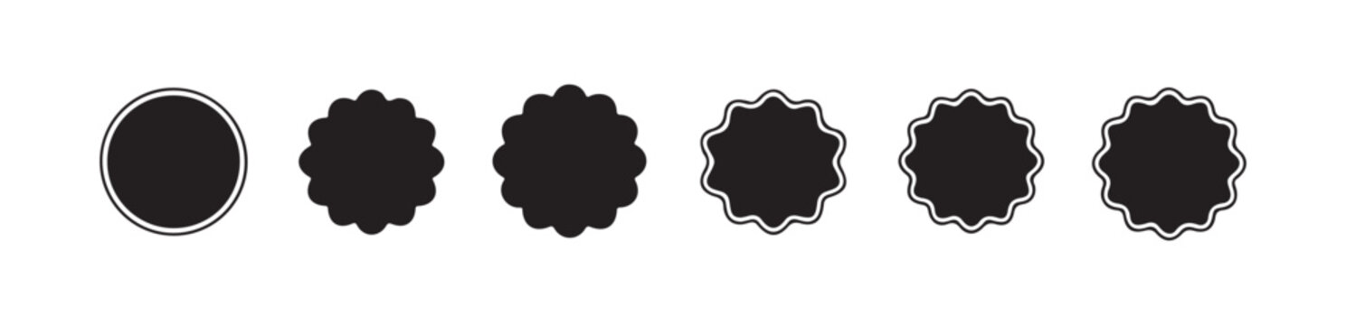 Various black seal shapes circles and wavy border designs for guaranteed quality icons