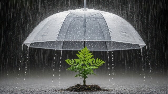 Plant under rain