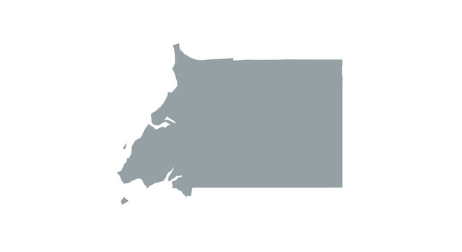 A simple grey silhouette depicts the geographic outline of the state of oregon usa high quality professional detailed