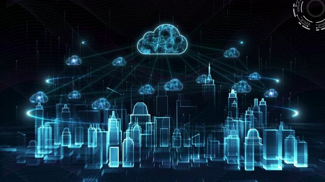 abstract blue modern city background with technology