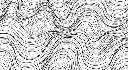 Obraz premium Abstract Black and White Wavy Lines Pattern.