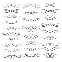 Obraz premium 20 Ornate Swirl, Flourish, and Curl Vector Borders, Frames, and Dividers, Clip Art Elements