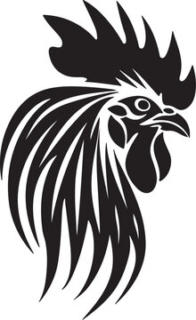 Black rooster head silhouette vector illustration
