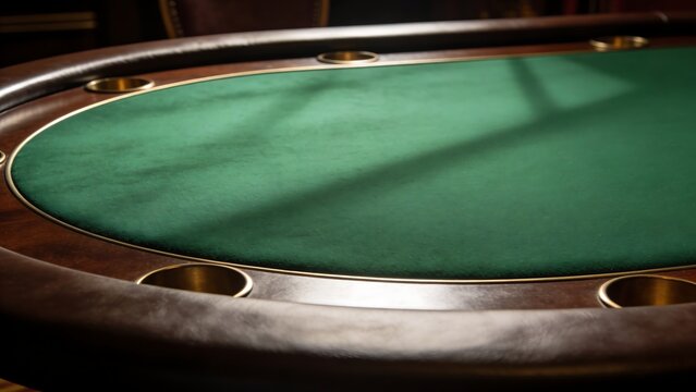 Green casino game table background; poker table.
