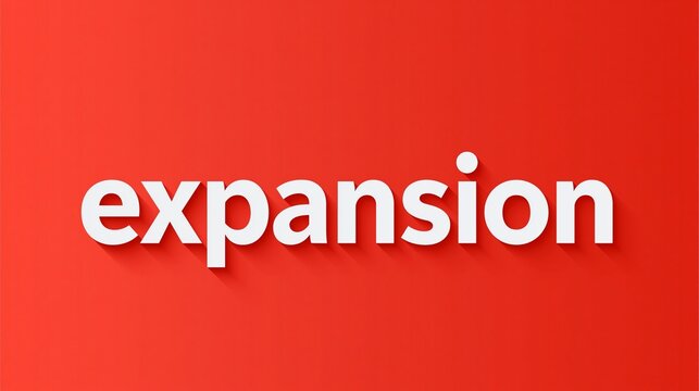 Das Wort &bdquo;Expansion" in wei&szlig;er Schrift auf leuchtend rotem Hintergrund