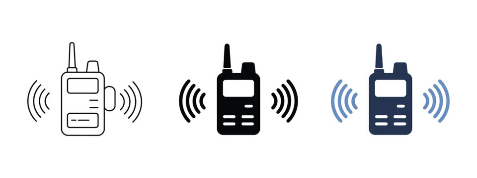 Walkie talkie icon vector illustration for portable radio communication, emergency alert, safety sign, and wireless transmitter receiver concept