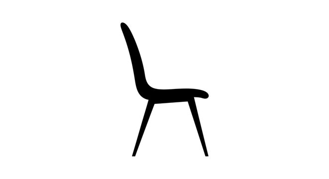 A minimalist black chair design side view presented as a silhouette