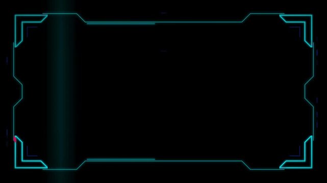 A futuristic interface with glowing lines and shapes on a dark background, suggesting advanced technology